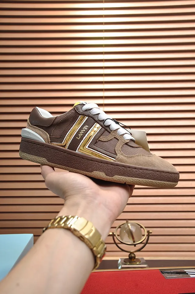 Lanvin Brown and Gold Stripe Lifestyle Sneakers