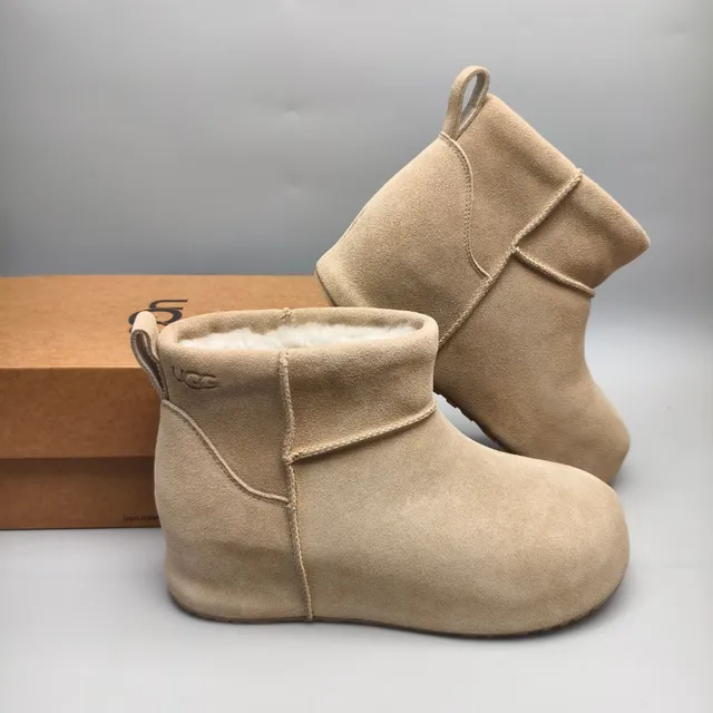 UGG Tasman Beige Suede-Like Slip-On Ankle Boots