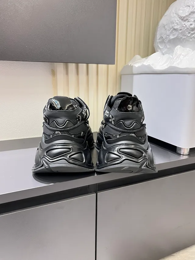 Louis Vuitton LV Trainer Black White Monogrammed Canvas Sculpted Sole Chunky Sneakers