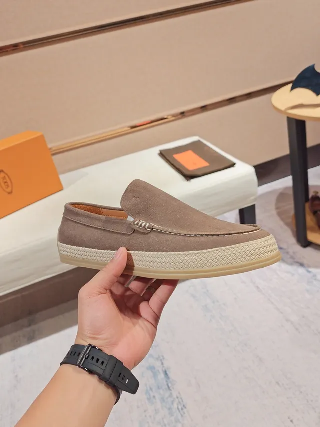 Beige White Suede Upper Espadrille Sole Loafer