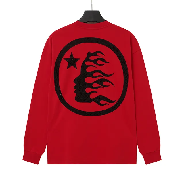 Hellstar Graphic-Print Red Long-Sleeve Crewneck Sweater