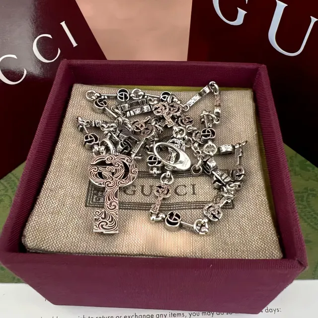 Gucci Key Interlocking G Silver-Toned Necklace