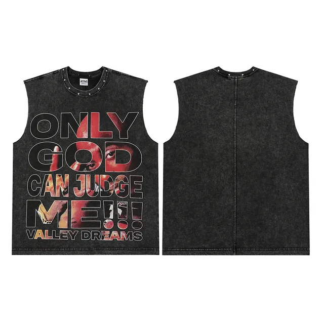 Army Green Black Sleeveless Graphic-Print Vest Top