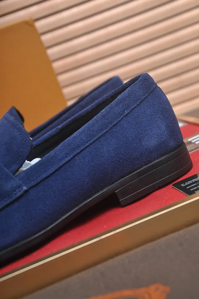 Tod's Blue Black Suede Upper Metal H-Buckle Strap Loafer