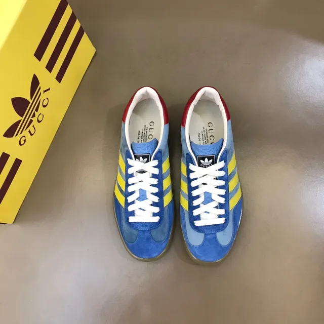 Adidas Blue Yellow Suede Upper Three-Stripe Side Lifestyle Sneakers