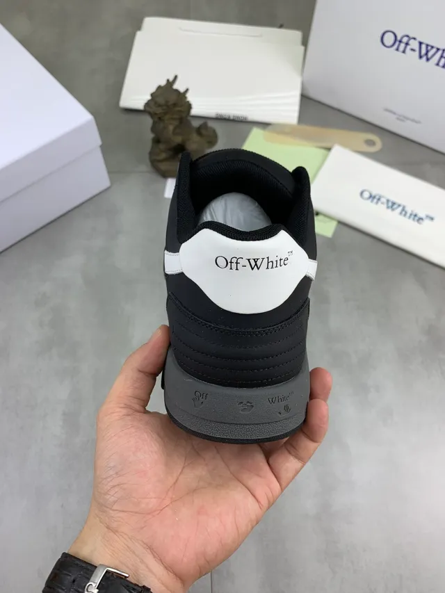 Off-White Black Industrial Design Perforated Toe Lifestyle Sneakers