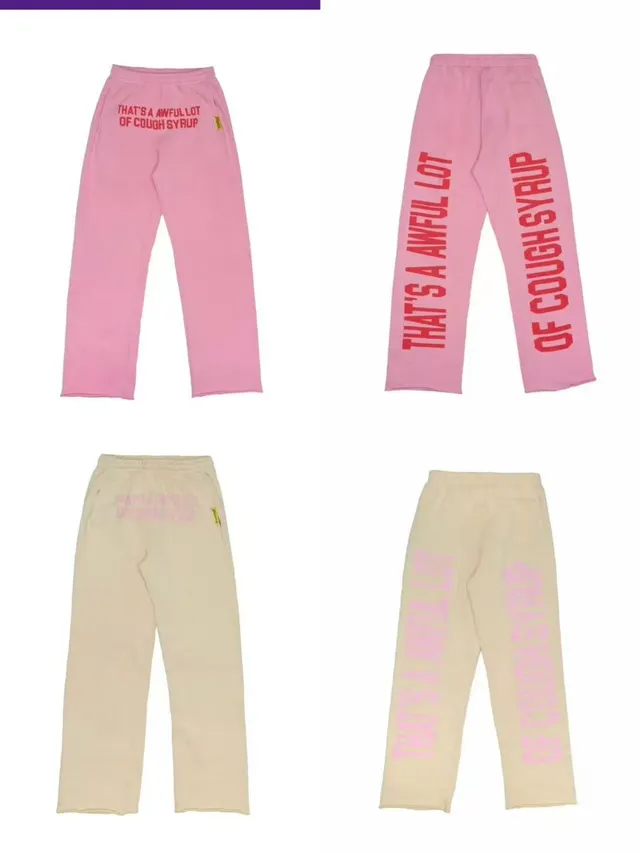 Dusty Pink and Beige Wide-Leg Elastic-Waist Screen-Printed Sweatpants