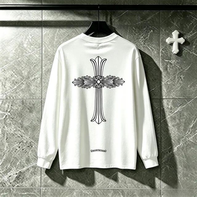 Chrome Hearts Ornate Cross Graphic Black Long-Sleeve T-Shirt
