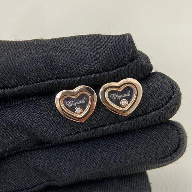 Chopard Happy Hearts Heart-Shaped Enamel and Diamond Stud Earrings