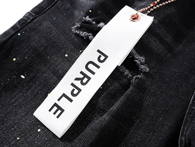 Purple Brand Distressed Paint-Splattered Black Denim Jeans