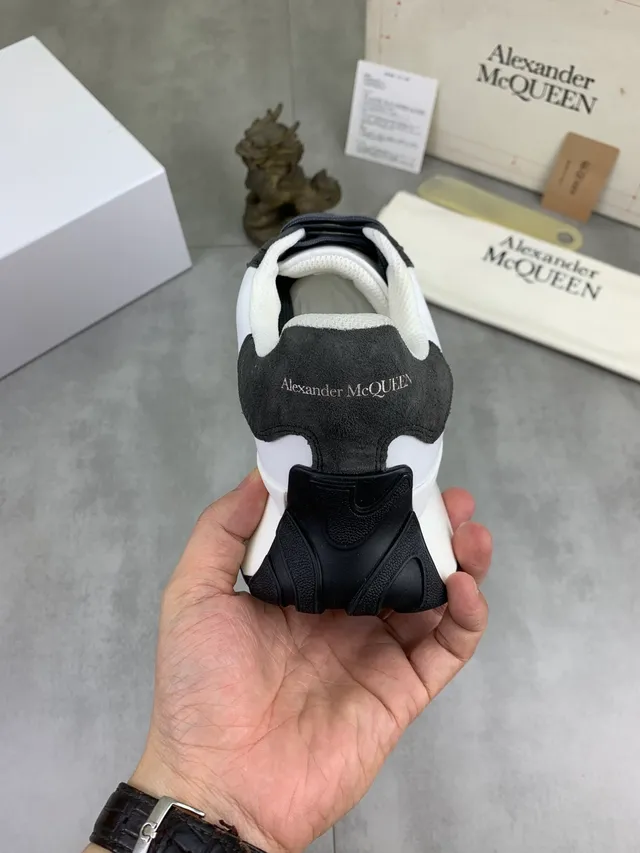 Alexander McQueen Oversized Sneaker White and Black Suede Lifestyle Sneakers