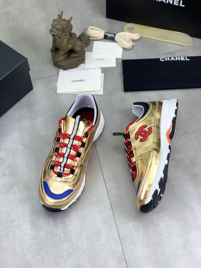 Chanel Runner Metallic Gold Blue Red Lifestyle Sneakers