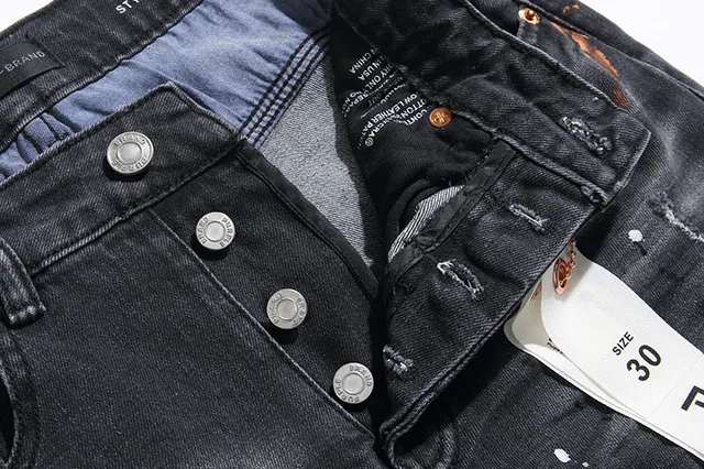 Purple Brand Distressed Paint-Splattered Slim-Fit Jeans
