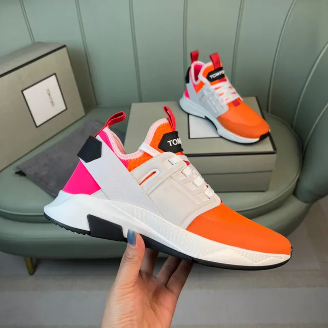 Tom Ford Orange Red Mesh Upper Sculpted White Midsole Lifestyle Sneakers