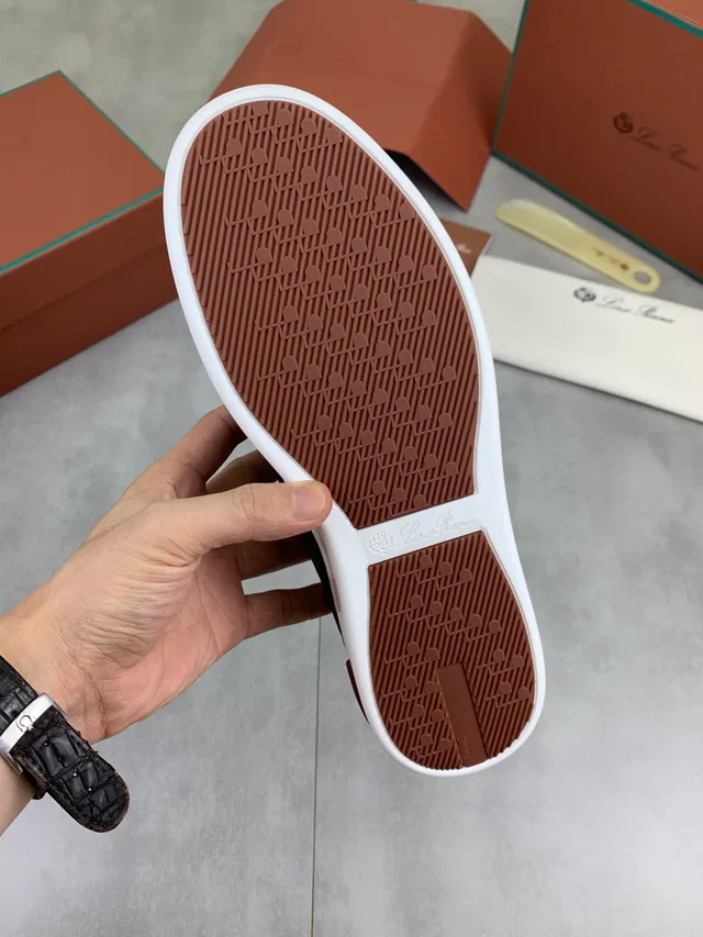 Loro Piana Black Leather Perforated Toe Lifestyle Sneakers