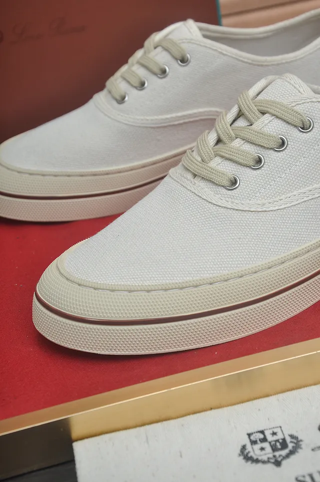 Beige Brown Low-Top Lace-Up Canvas Shoes