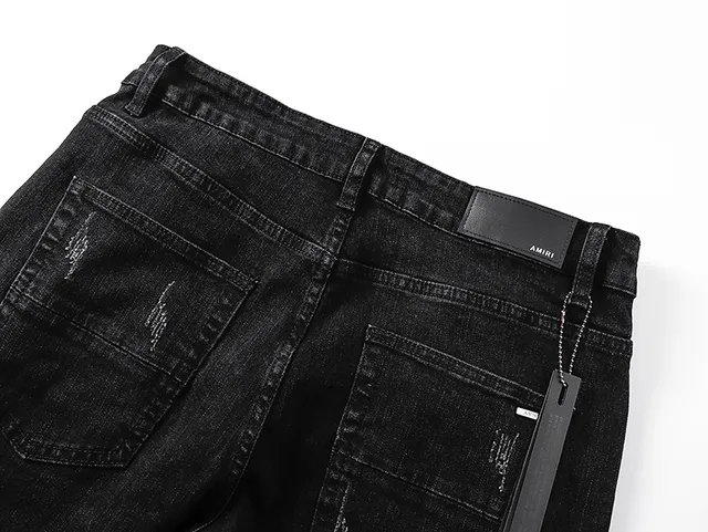 Distressed Slim-Fit Black Denim Jeans