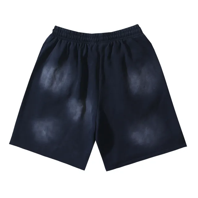 Black Gradient Flame Graphic Drawstring Waist Shorts