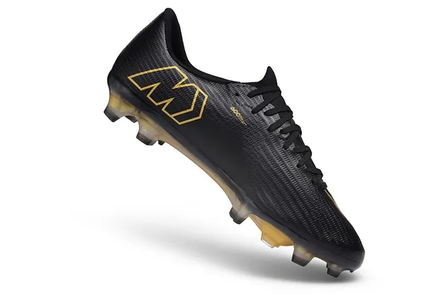 Nike Black Gold Low-Cut Lace-Up Textured Flyweave Upper Firm-Ground Soccer Shoes