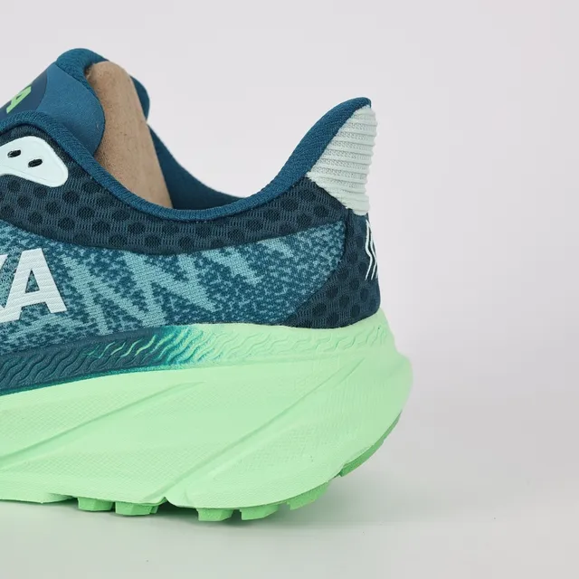 Hoka Blue Green Maximalist Cushioning Engineered Knit Upper Running Shoes