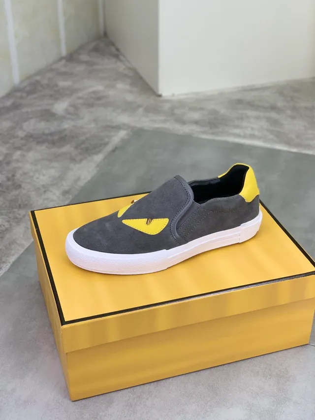 Fendi Monster Sneaker Gray and Yellow Suede Lifestyle Sneakers