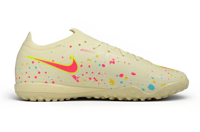 Nike Beige Multicolor Atomknit Knit Upper Splatter-Print Graphic Design Turf Soccer Shoes