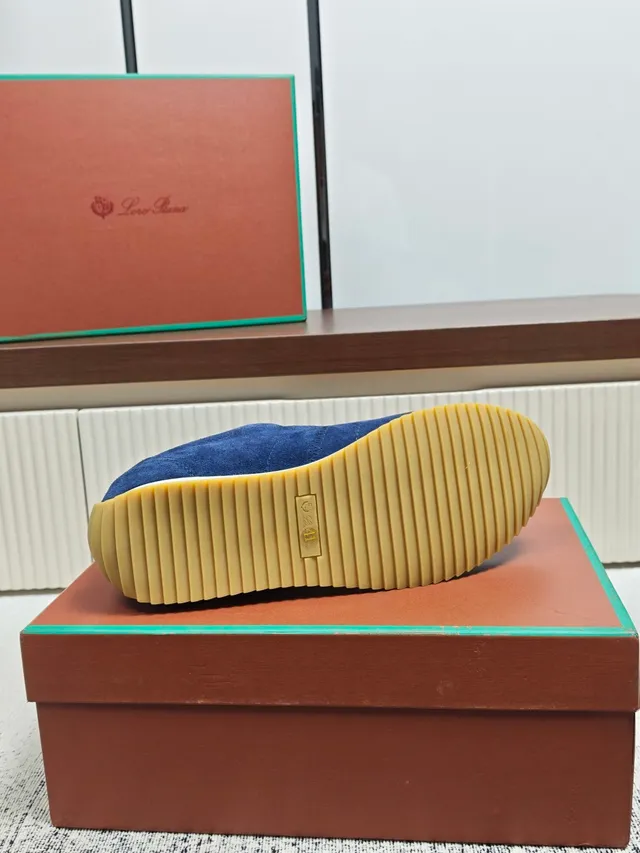Loro Piana Blue Suede Lace-Up Lifestyle Sneaker