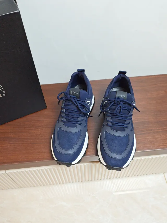 Hugo Boss Navy Blue Suede and Synthetic Lifestyle Sneaker