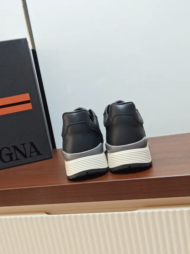 Zegna Black Suede and Leather Low-Top Lifestyle Sneaker