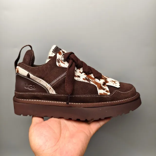 UGG Brown Suede and Cowhide Platform Lifestyle Sneakers