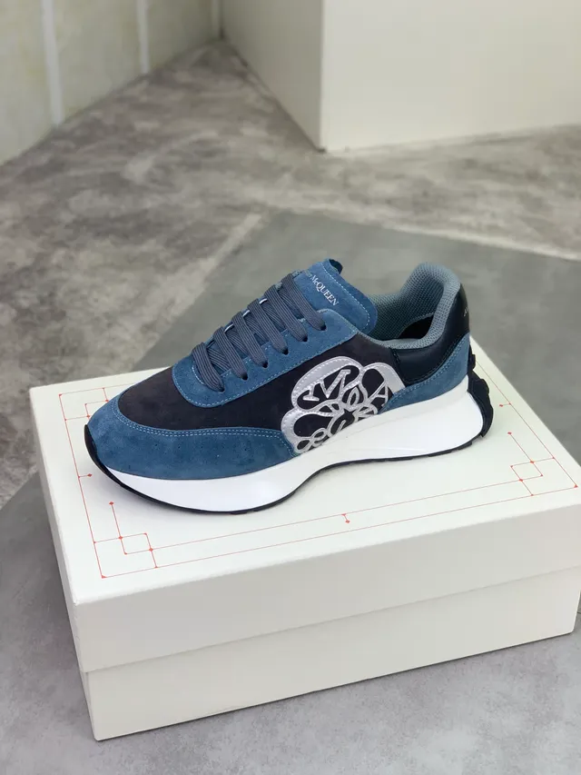 Alexander McQueen Oversized Sneaker Blue and Black Suede Lifestyle Sneakers