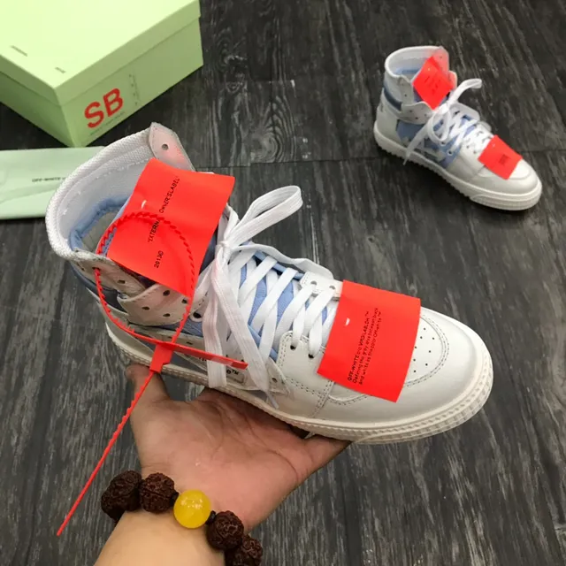 Off-White Blue High-Top Industrial-Detail Sneakers