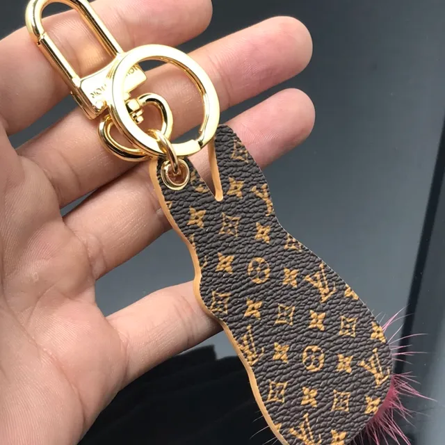 Louis Vuitton Beige Pink Leather Rabbit Charm Monogram Canvas Tail Crossbody Bag