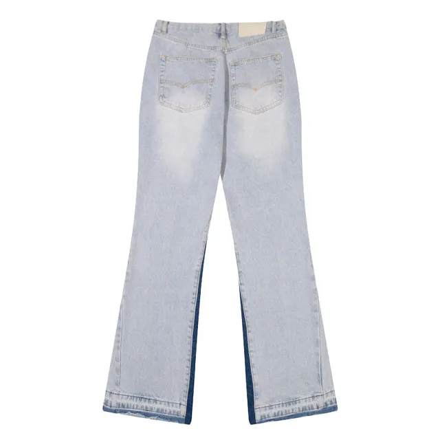 Levi's Blue Navy Light-Wash Distressed Denim Flared Leg Jeans