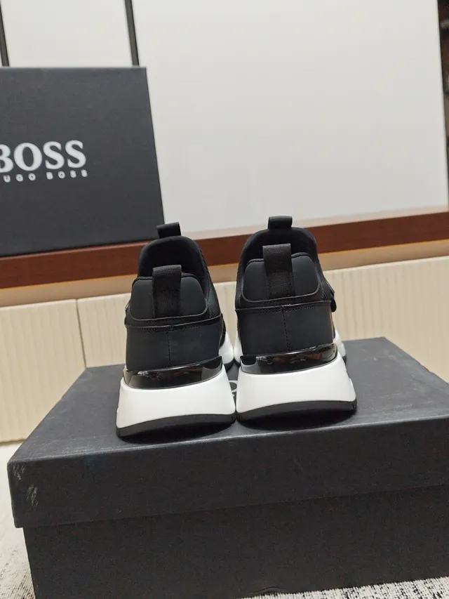 Hugo Boss Black White Knit Upper Slip-On Lifestyle Sneakers