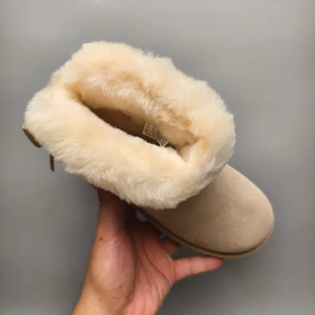 UGG Classic Mini Bow Beige Suede Ankle Boot