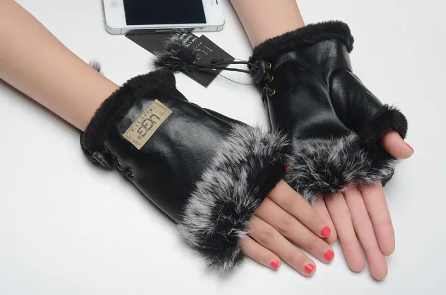 UGG Fur-Trimmed Leather Pouch Bucket Bag