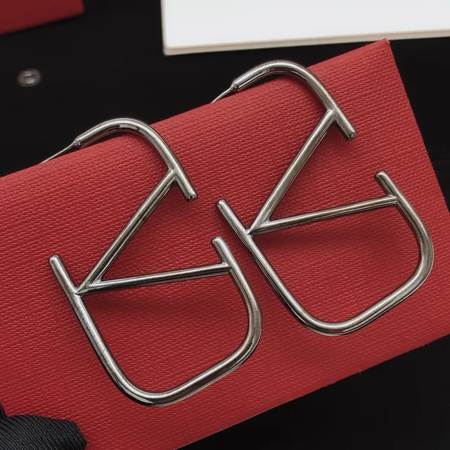 Valentino VLTN Geometric Open-Frame Silver Earrings