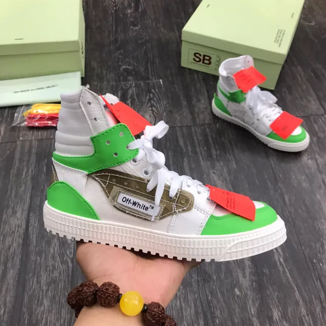 Off-White Green High-Top Layered Construction Lifestyle Sneakers