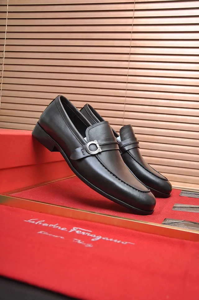 Salvatore Ferragamo Gancini Black Leather Loafers