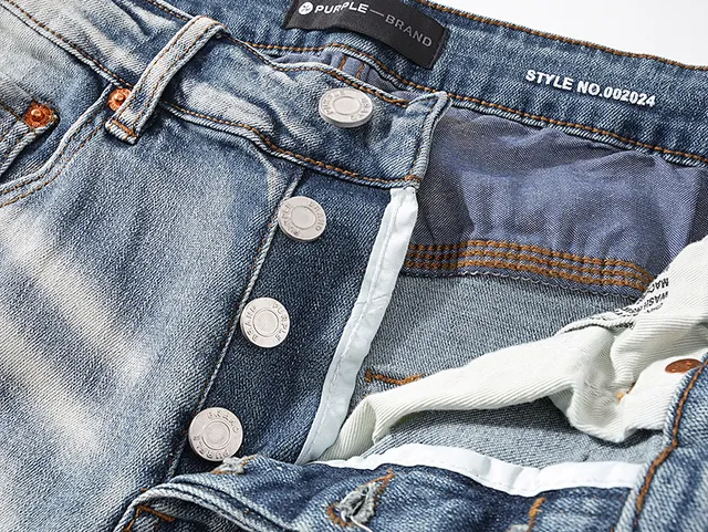 Purple Brand Distressed Paint-Splattered Light-Wash Slim-Fit Jeans