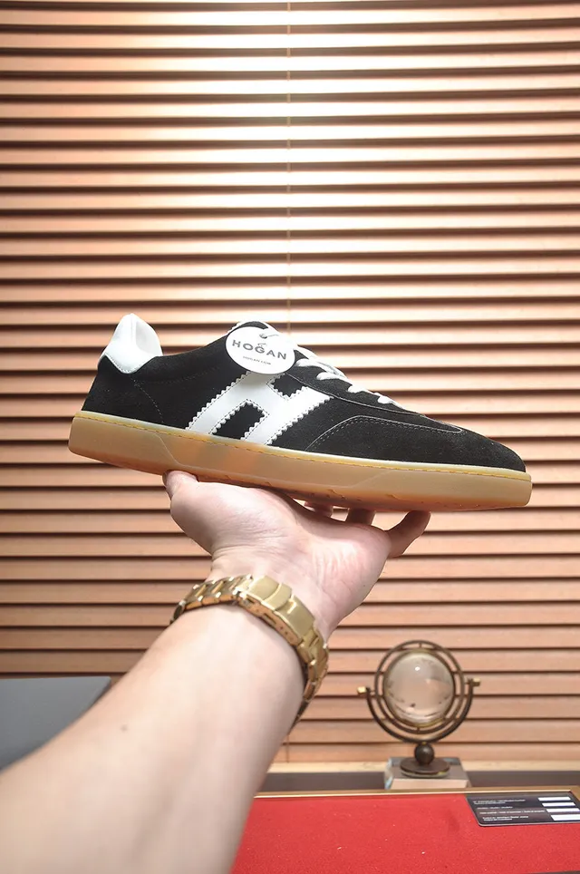 Hogan Black White Suede Upper Gum Sole Lifestyle Sneakers