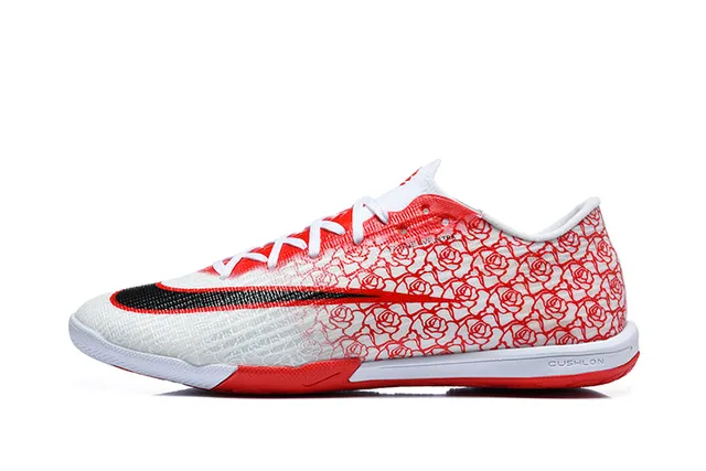 Nike Mercurial Red White Low-Cut Synthetic Upper Indoor Soccer Shoes