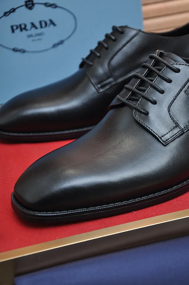 Prada Black Cap-Toe Oxford Shoes