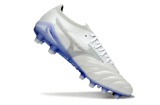 Mizuno Morelia Neo White and Translucent Blue Firm-Ground Soccer Shoes