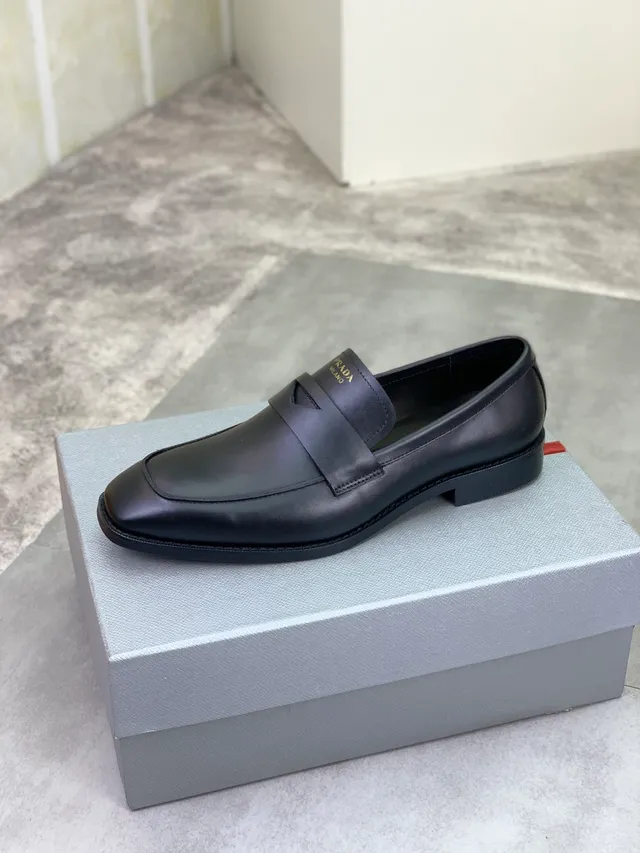 Prada Penny Strap Loafer Black Leather Loafers