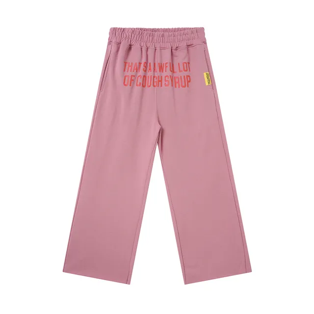 Dusty Pink and Beige Wide-Leg Elastic-Waist Screen-Printed Sweatpants