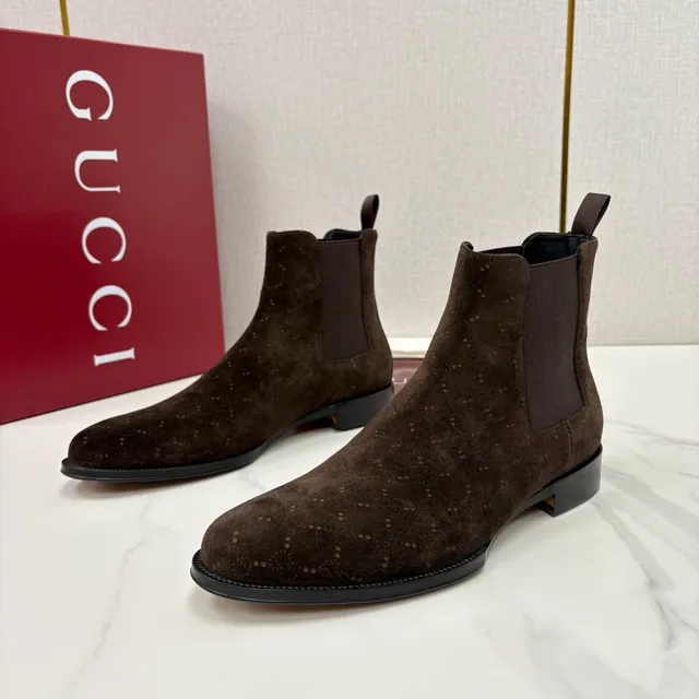 Gucci Brown Suede Speckled Chelsea Boots