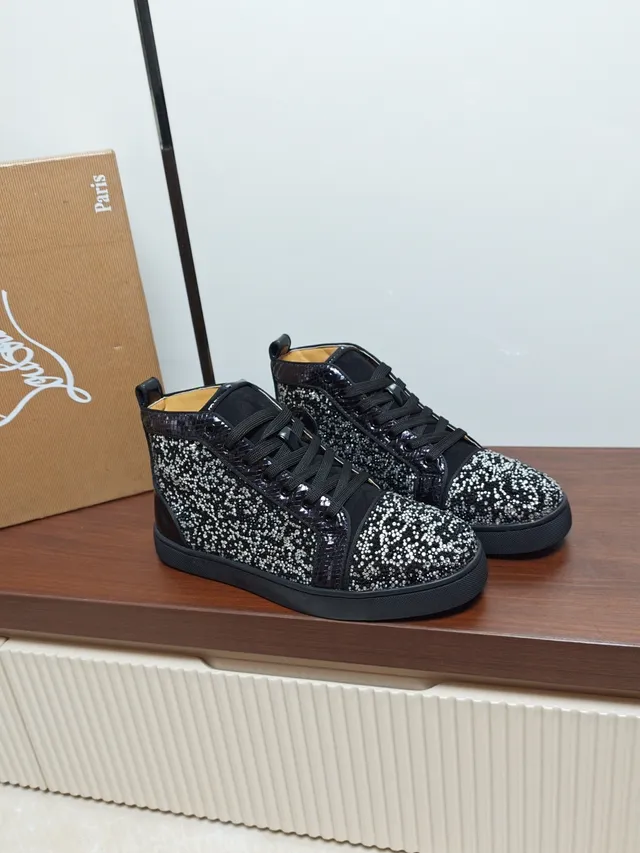 Christian Louboutin Sequined Snakeskin High-Top Sneaker