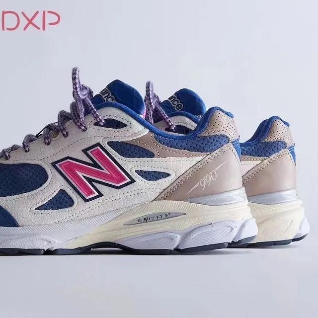 New Balance 990 Navy Beige Layered Mesh And Suede Upper ENCAP Midsole Technology Lifestyle Sneakers
